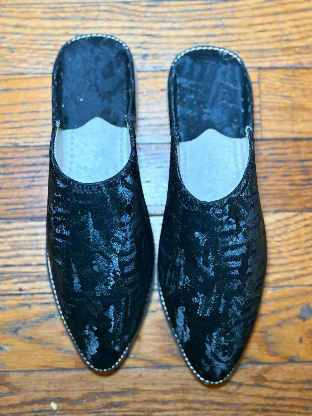 Black Velvet Slip-On Women’s Mules
